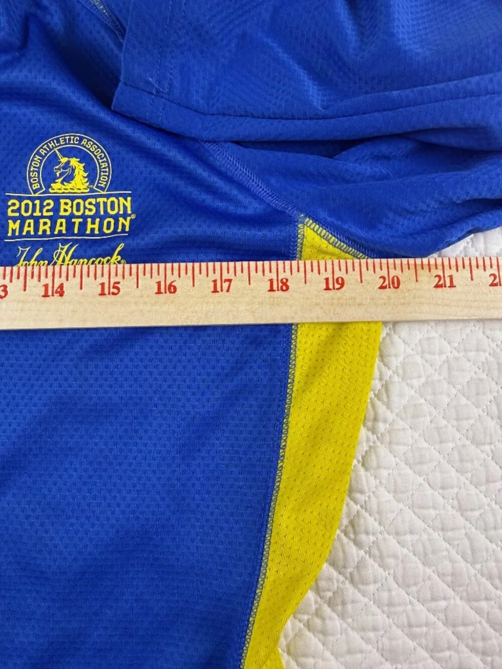 Adidas Response 2012 Boston Marathon Long Sleeve Shirt Blue Yellow Men's Size M
